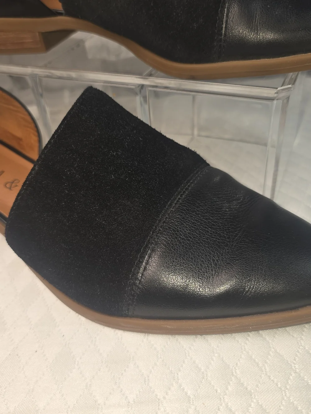 CHELSEA & VIOLET BLACK LEATHER PIPPA FLATS POINTED TOE d'ORSAY CUT OUT WOMENS 8M